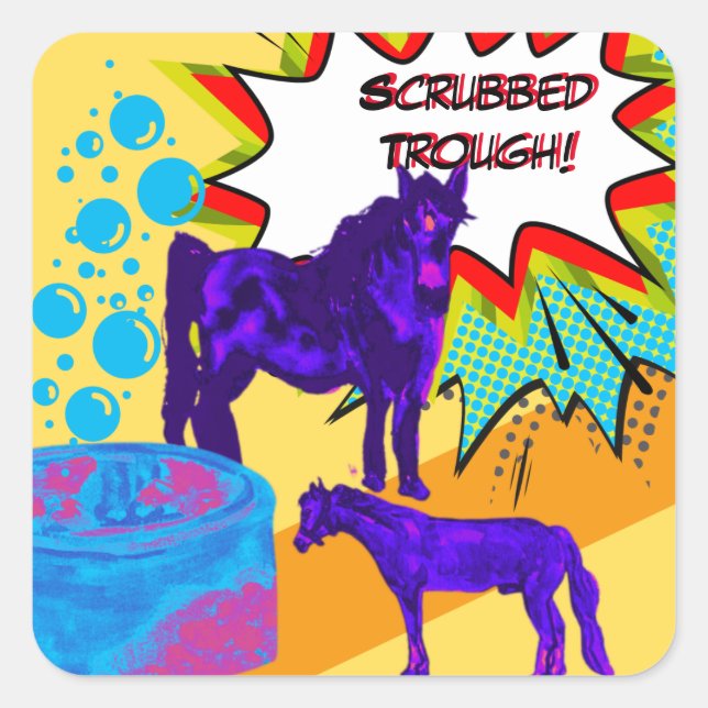 Pegatina Cuadrada estilo de cómic reducido (Anverso)