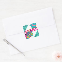 Pegatina Cuadrada Estilo de época 1990 estéreo