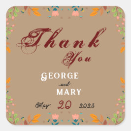 Pegatina Cuadrada Estilo de flor   