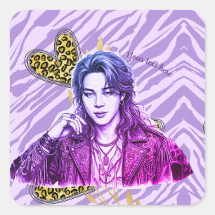 Pegatina Cuadrada estilo de icono editable de k pop