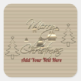 Pegatina Cuadrada Estilo de la cosecha Feliz Navidad