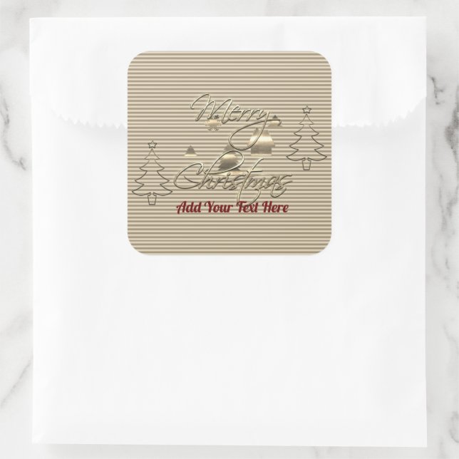 Pegatina Cuadrada Estilo de la cosecha Feliz Navidad (Bolso)