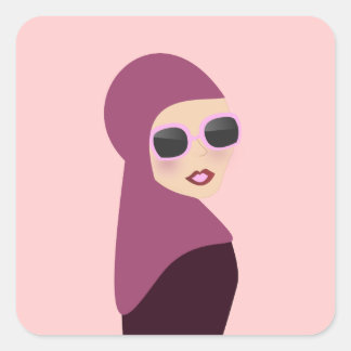 Pegatina Cuadrada estilo de la mujer musulmana de la bufanda musulma