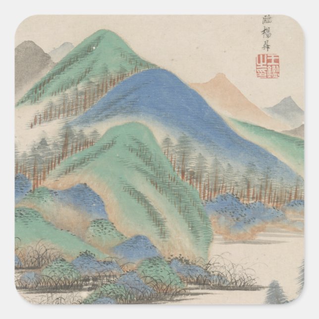 Pegatina Cuadrada Estilo de los diferentes antiguos maestros | Paisa (Anverso)