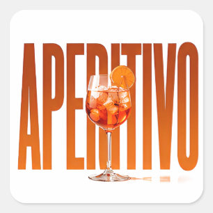 Pegatina Cuadrada Estilo de vida italiano de lujo gráfico Aperitivo