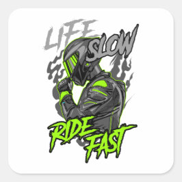 PEGATINA CUADRADA ESTILO DE VIDA RÁPIDO RÍO LENTO