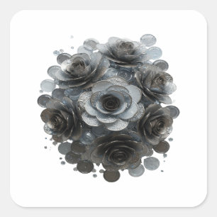 Pegatina Cuadrada Estilo de vinilo abstracto gris crujiente
