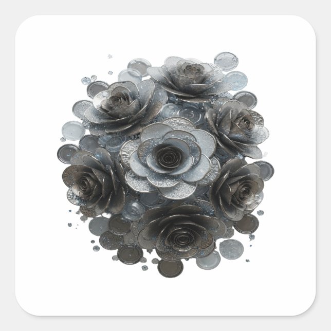 Pegatina Cuadrada Estilo de vinilo abstracto gris crujiente (Anverso)
