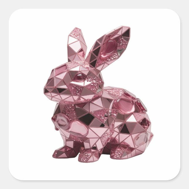 Pegatina Cuadrada Estilo de vinilo abstracto rosa intenso (Anverso)