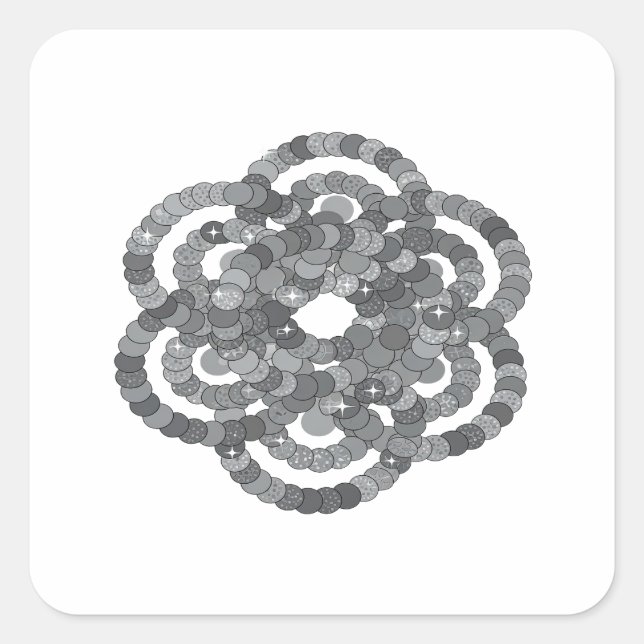 Pegatina Cuadrada Estilo de vinilo gris de moda ESTRELLAS BOLOS (Anverso)