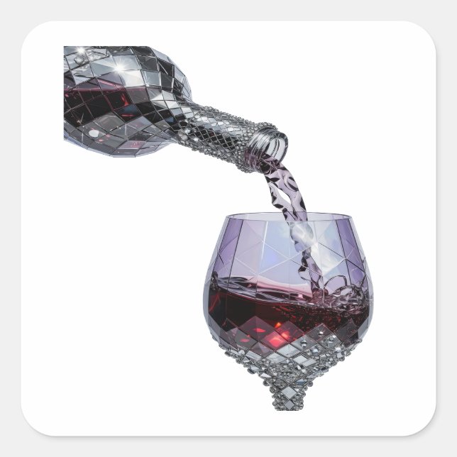 Pegatina Cuadrada Estilo de vinilo plateado fresco (Anverso)