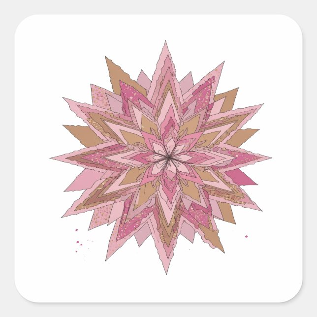Pegatina Cuadrada Estilo de vinilo rosa intenso PINK STAR (Anverso)