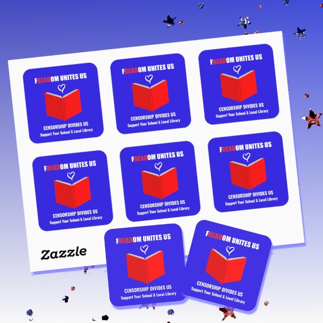 Pegatina Cuadrada Estilo del logotipo de prohibición de libros (Subido por el creador)