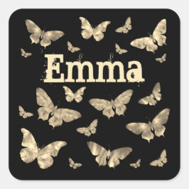 Pegatina Cuadrada Estilo gótico Moonlit Mariposa Gótica Art Emma Nom