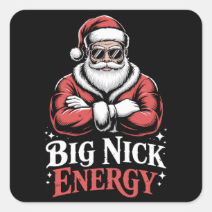 Pegatina Cuadrada Estilo Grunty Gran Energía de Nick Divertido Santa