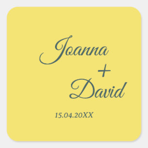 Pegatina Cuadrada Estilo Minimalista   Fuente de Caligrafía Boda