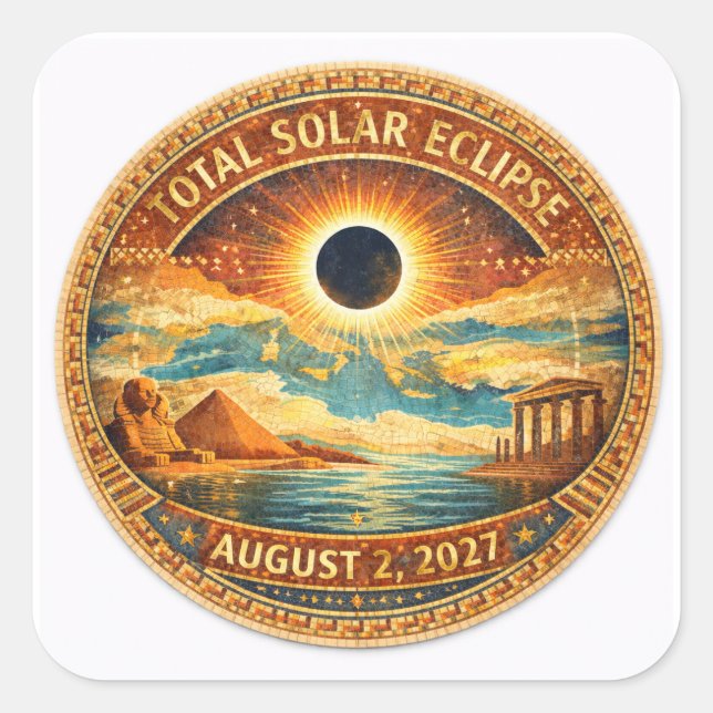 Pegatina Cuadrada Estilo Mosaico 2027 Eclipse (Anverso)