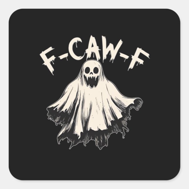 Pegatina Cuadrada Estilo Retro Clásico Cuervo F Caw F (Anverso)