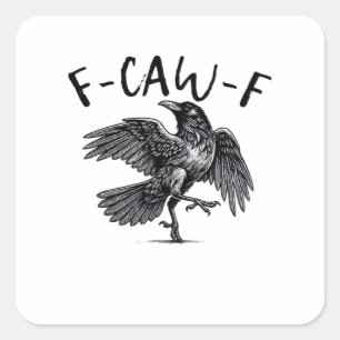 Pegatina Cuadrada Estilo Retro Clásico Cuervo F Caw F