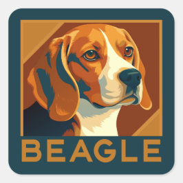 Pegatina Cuadrada Estilo retro de retrato de Beagle clásico