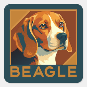 Pegatina Cuadrada Estilo retro de retrato de Beagle clásico