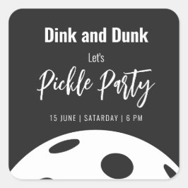 Pegatina Cuadrada Estilo Retro Neon Black Themed Pickleball Cumpleañ