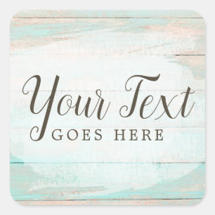 Pegatina Cuadrada Estilo rústico turquesa deslucido de cabaña destar