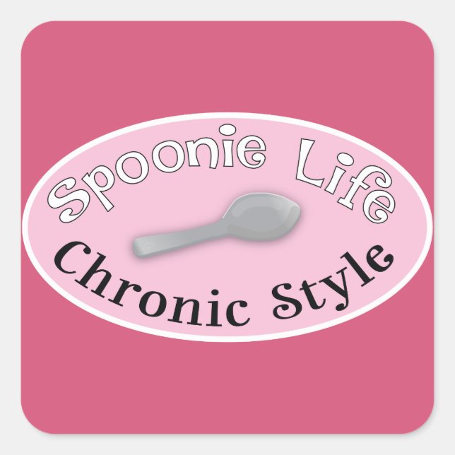 Pegatina Cuadrada Estilo Spoonie - Rosa (Anverso)