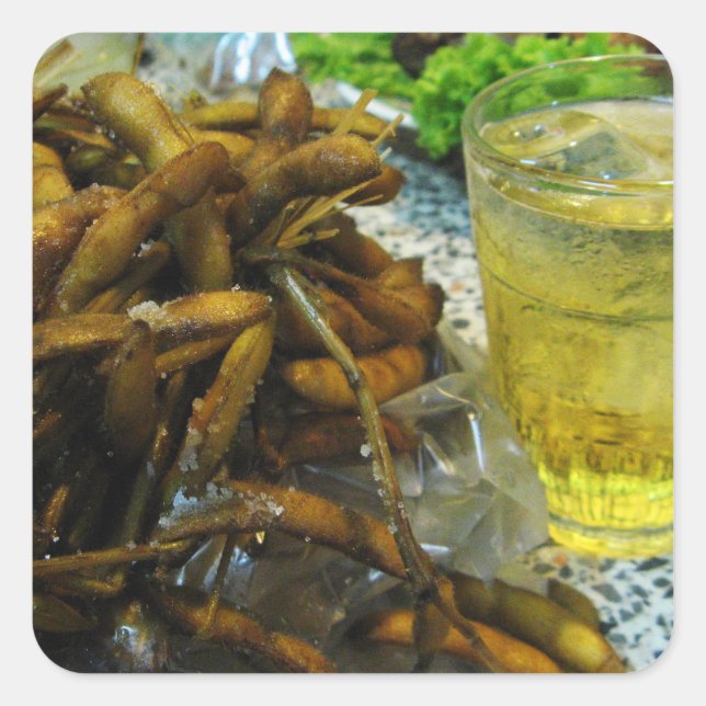 Pegatina Cuadrada Estilo tailandés de Edamame (Anverso)