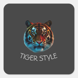 Pegatina Cuadrada Estilo Tigre – Gráfica de Energía Salvaje