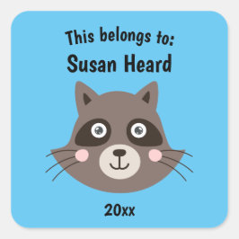 Pegatina Cuadrada Esto pertenece a la escuela de Raccoon Blue