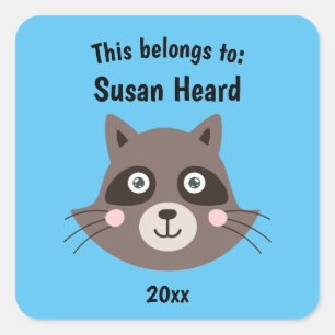Pegatina Cuadrada Esto pertenece a la escuela de Raccoon Blue