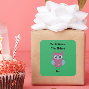 Pegatina Cuadrada Esto pertenece a la escuela morada verde