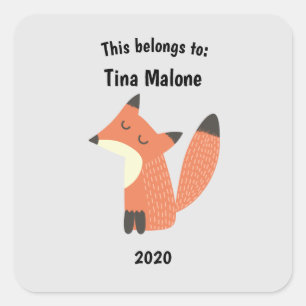 Pegatina Cuadrada Esto pertenece a la escuela Orgulloso Fox Gray
