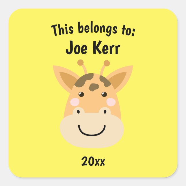 Pegatina Cuadrada Esto pertenece al amarillo de la jirafa de la escu (Anverso)