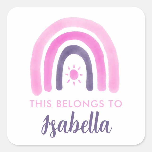 Pegatina Cuadrada Esto Pertenece Al Arcoiris (Anverso)