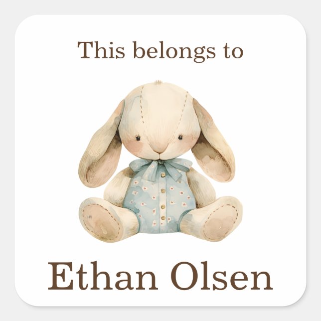 Pegatina Cuadrada Esto pertenece al Personalizado Conejo Conejo Cone (Anverso)