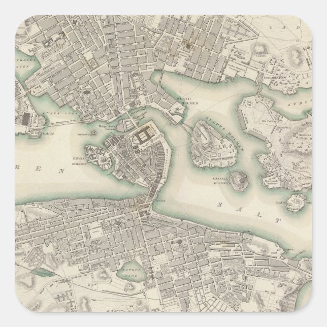 Pegatina Cuadrada Estocolmo (Anverso)