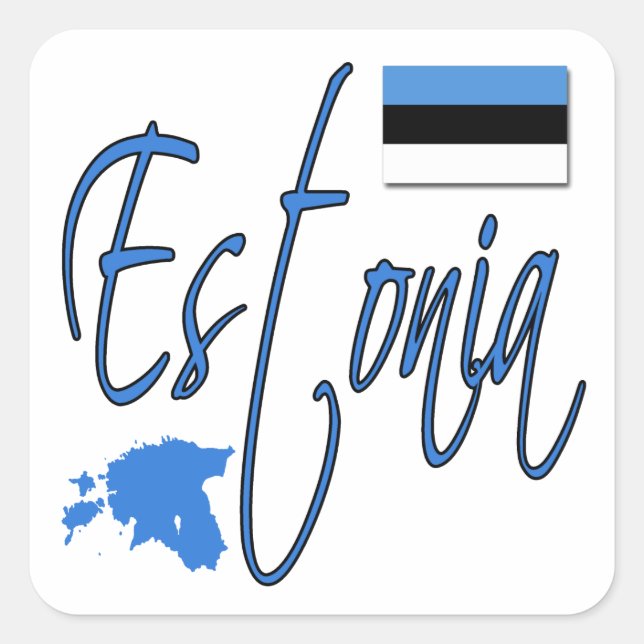 Pegatina Cuadrada Estonia (Anverso)