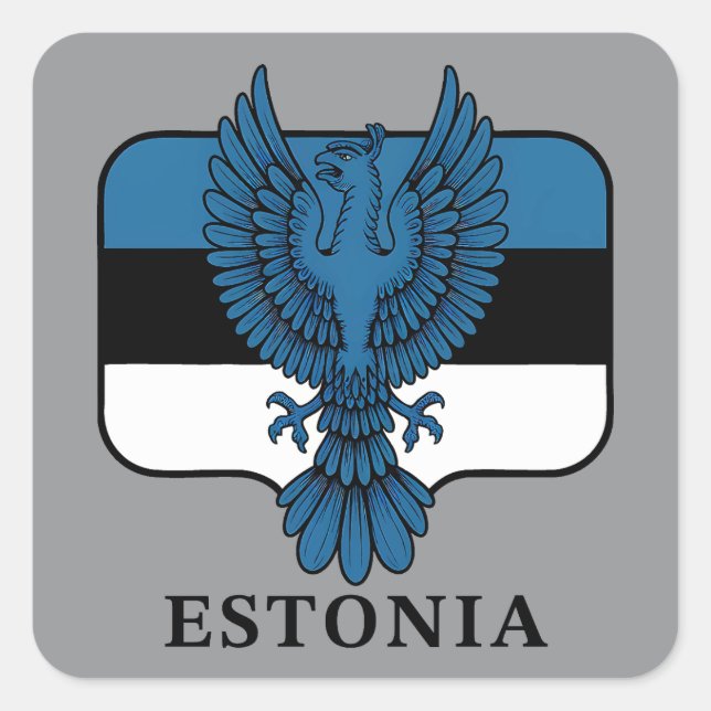 Pegatina Cuadrada Estonia del norte de Europa (Anverso)