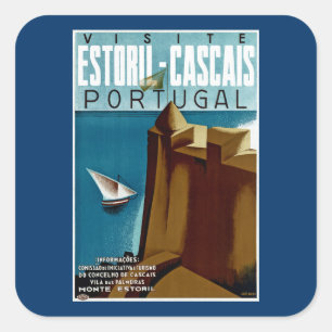 Pegatina Cuadrada Estoril-Cascais en Portugal