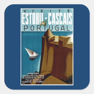 Pegatina Cuadrada Estoril-Cascais en Portugal