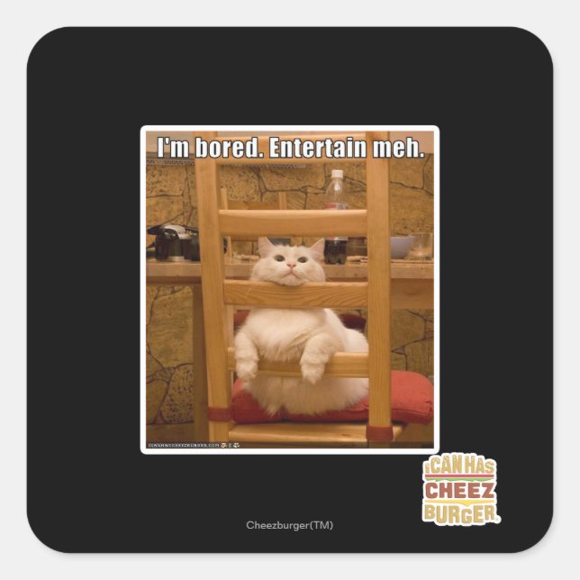 Pegatina Cuadrada Estoy aburrido. (Anverso)