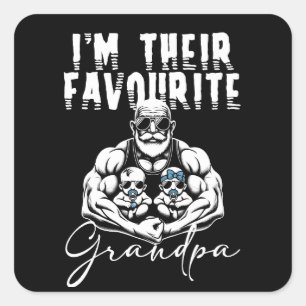 Pegatina Cuadrada Estoy ahí abuelo favorito, día del padre