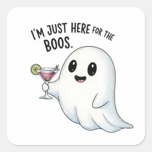 Pegatina Cuadrada Estoy aquí por la Halloween de Boos