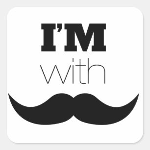 Pegatina Cuadrada Estoy con Mustache