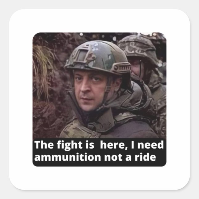 Pegatina Cuadrada Estoy con Ucrania, estoy con Zelensky (Anverso)