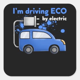Pegatina Cuadrada Estoy conduciendo ECO por electricidad