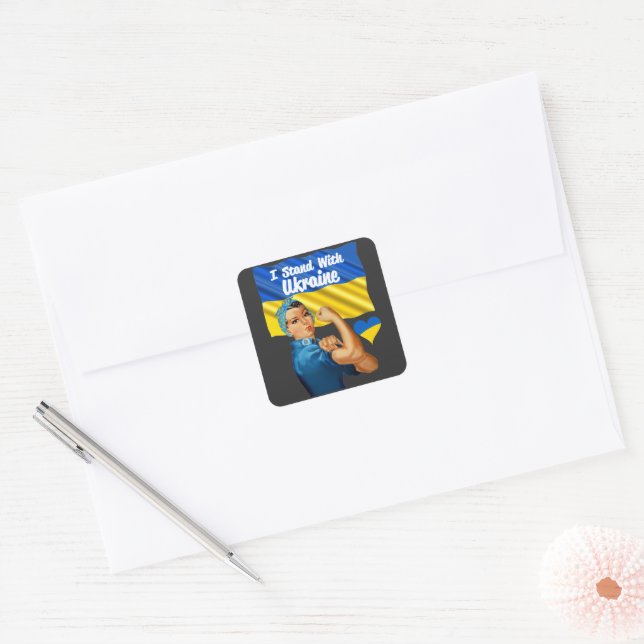 Pegatina Cuadrada Estoy de acuerdo con el Rosie y la bandera de la é (Sobre)