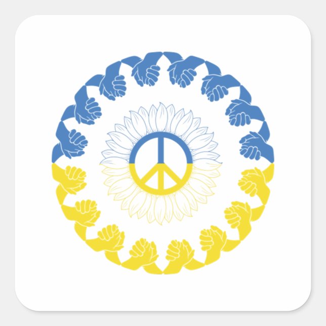 Pegatina Cuadrada Estoy de pie con Ucrania (Anverso)